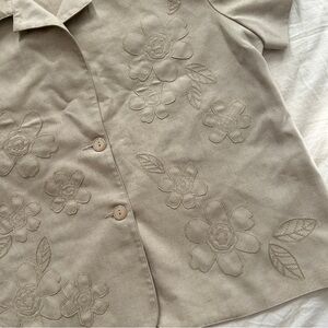 Floral Embroidered Button Up